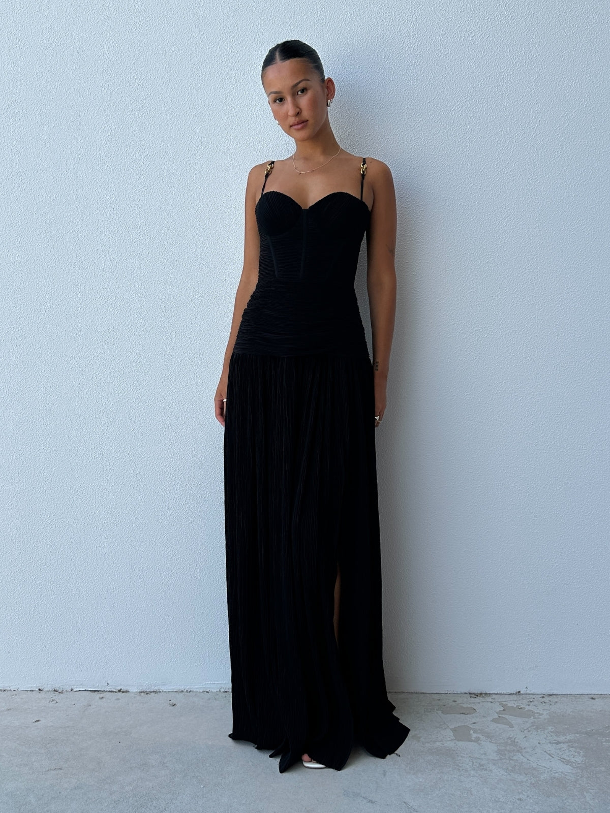 Pleat Gown - Black