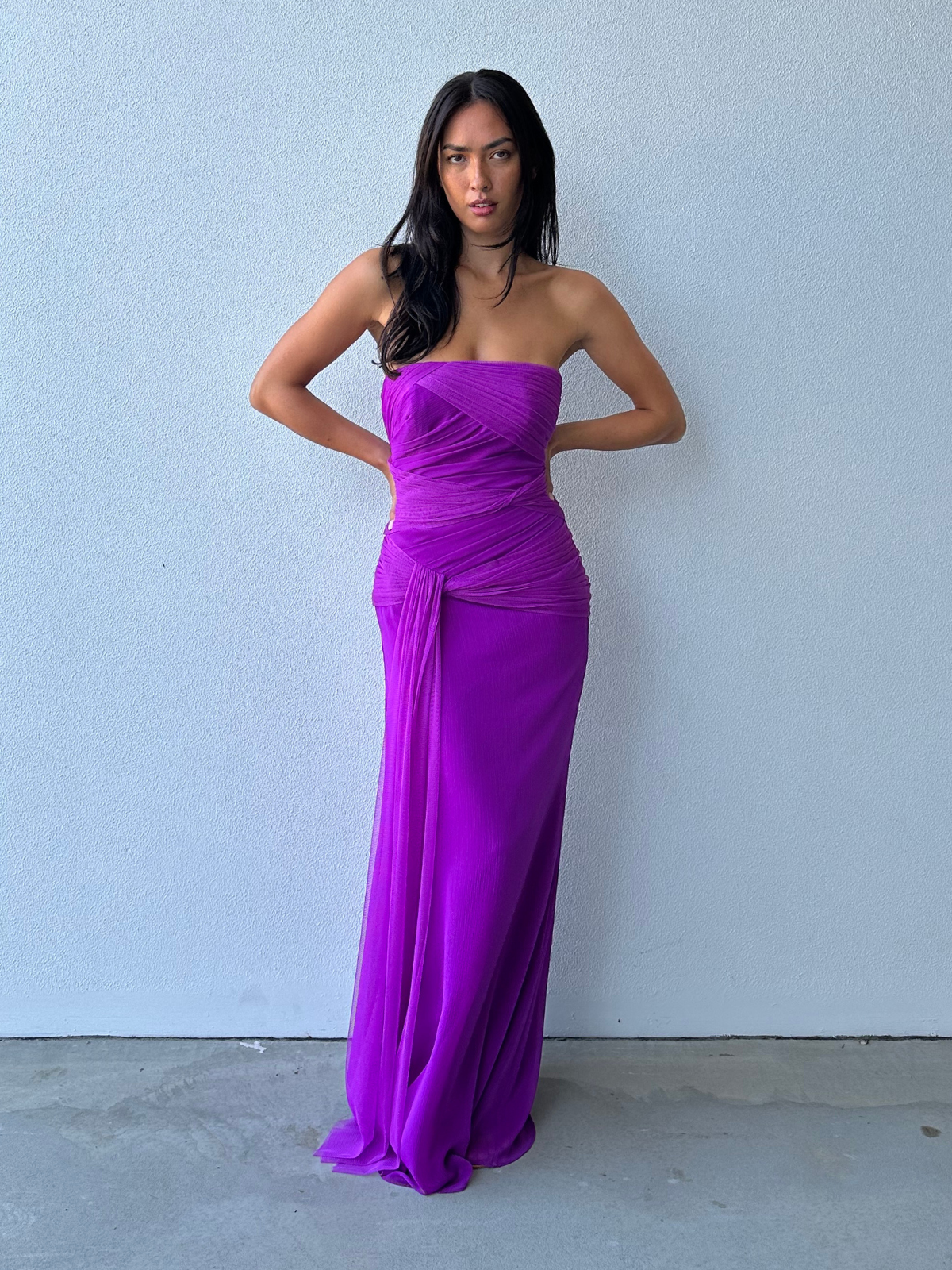 vera wang purple silk dress Vera Wang Lavender Label One shoulder Stretch Satin Dress (Size 4- 38)