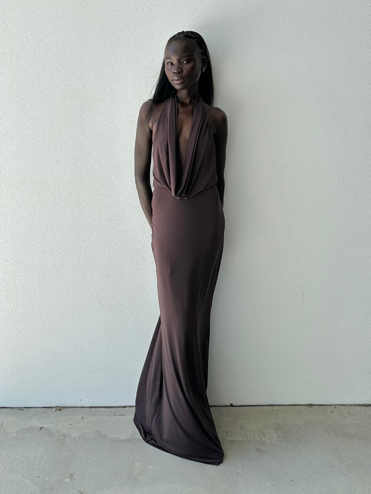nessie halter dress Nessie Cowl Maxi Dress Jade Allen Boutique