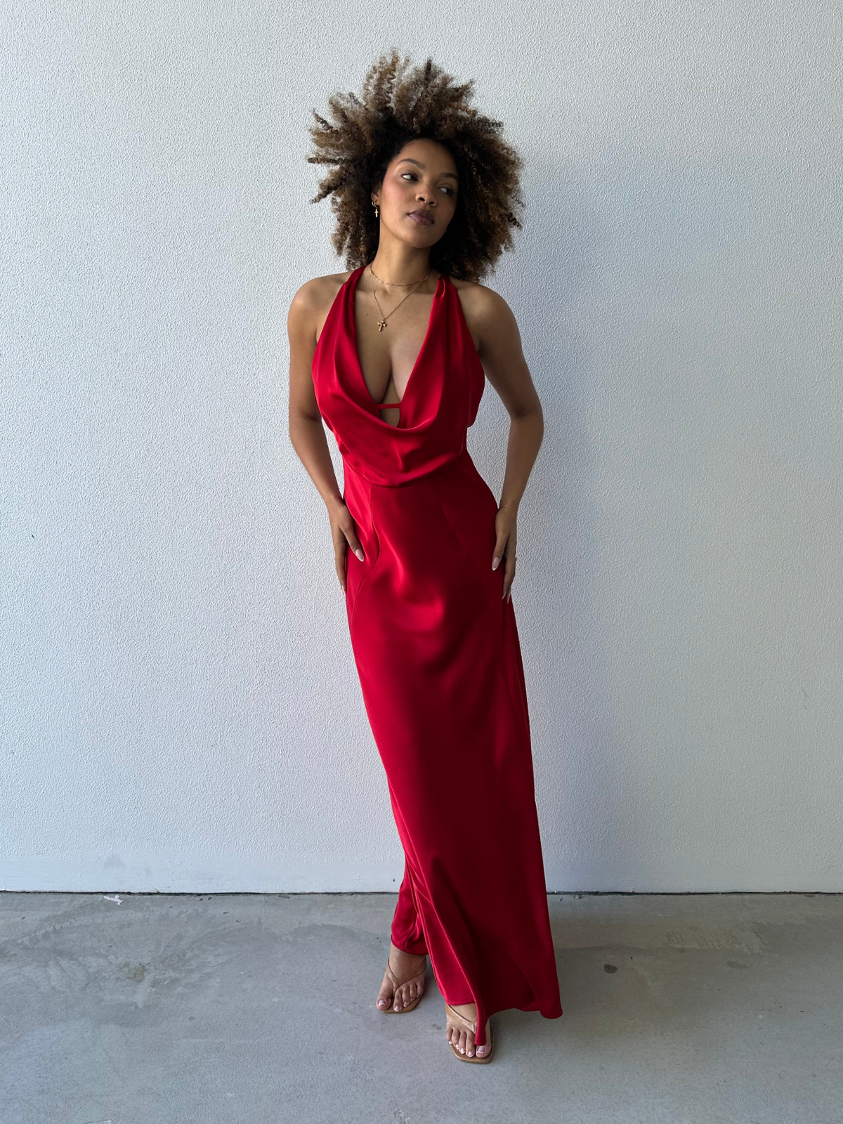 Charmed Cowl Dress - Red