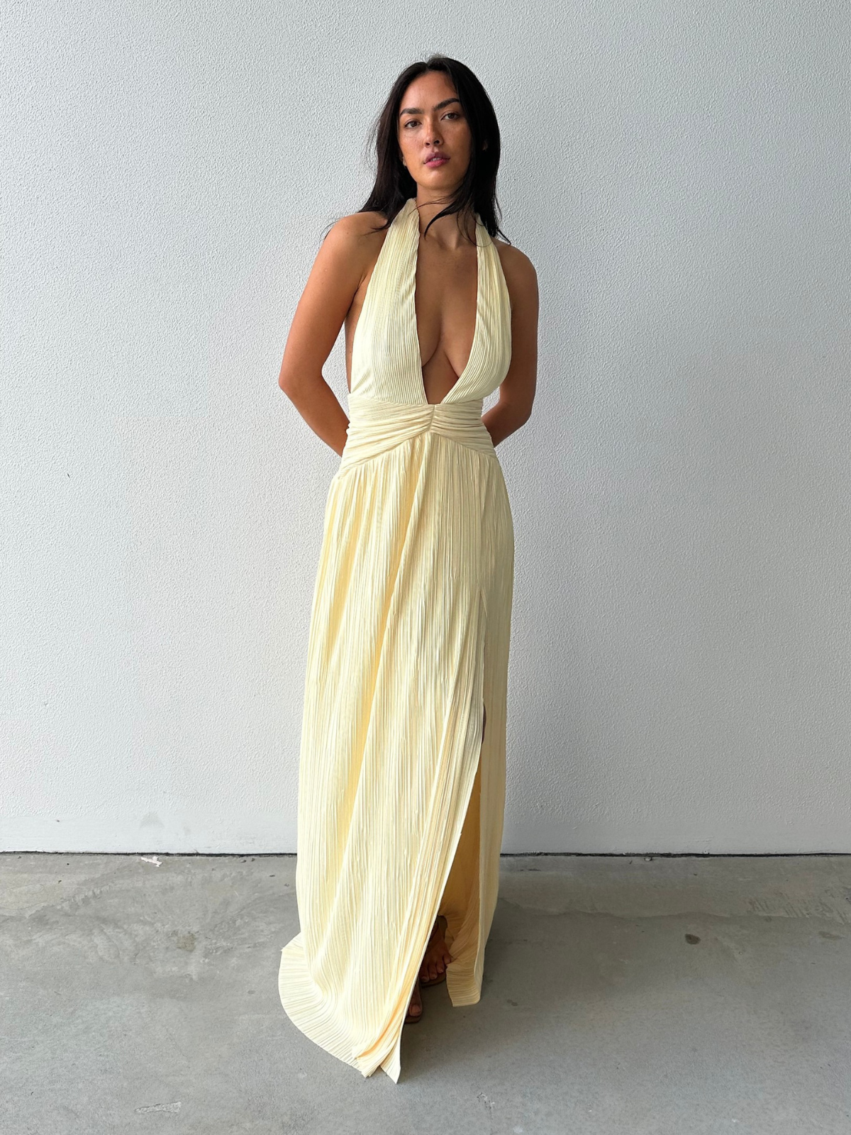 Desiree Halter Gown - Lemon
