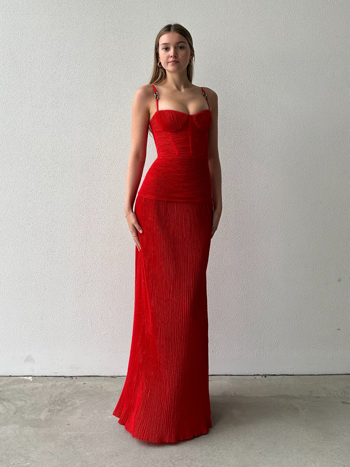 Pleat Gown - Red