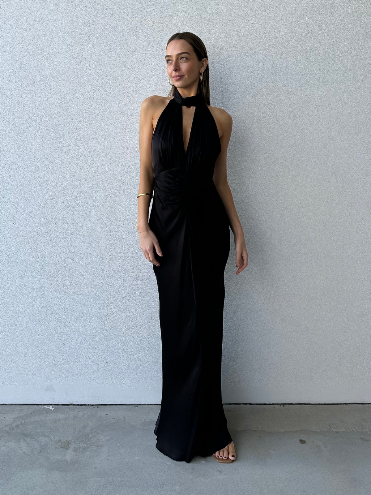 agnes satin maxi dress Shona Joy | - Black dark purple foil work dress cut maxi silhouette Patchwork Denim Dress Pin SIZE:XL*FINAL SALE*