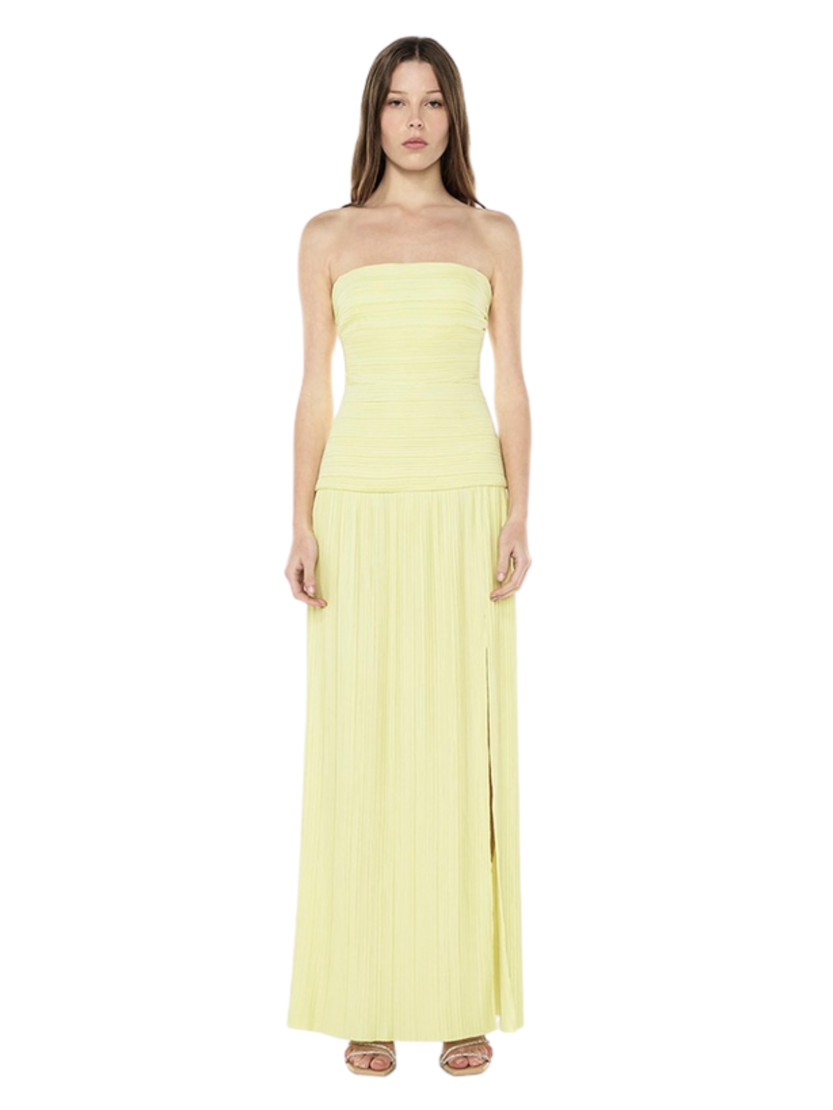 Strapless Pleat Gown - Lemon