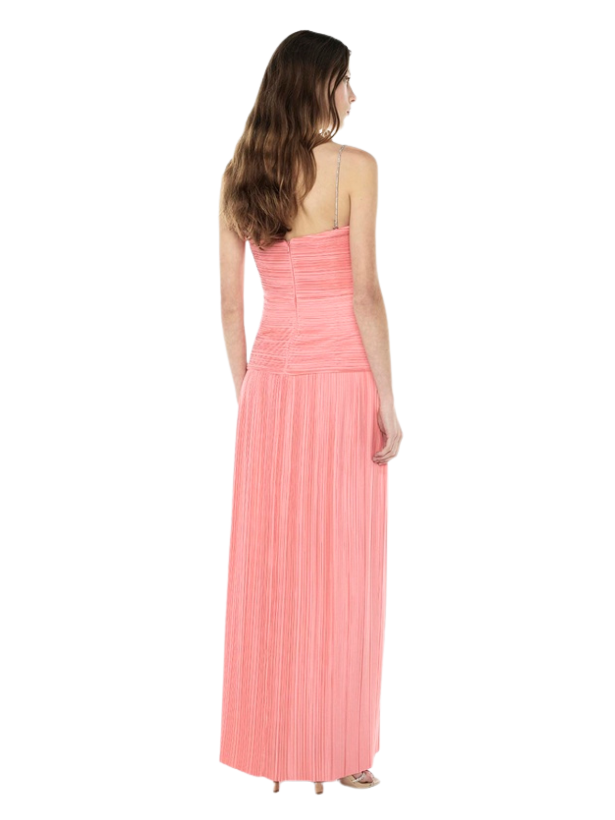 Strapless Pleat Gown - Coral