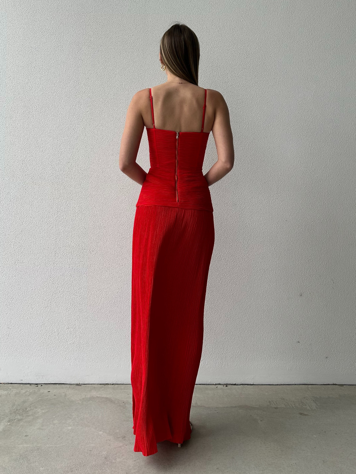 Pleat Gown - Red