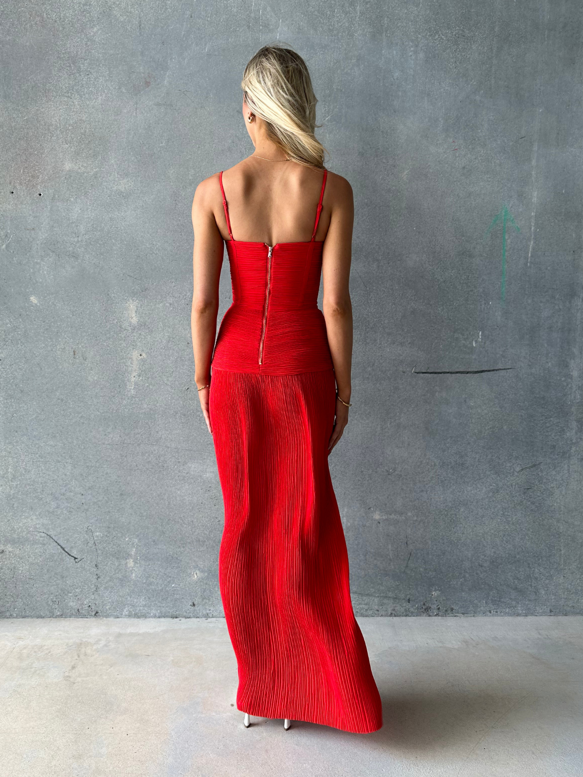 Pleat Gown - Red