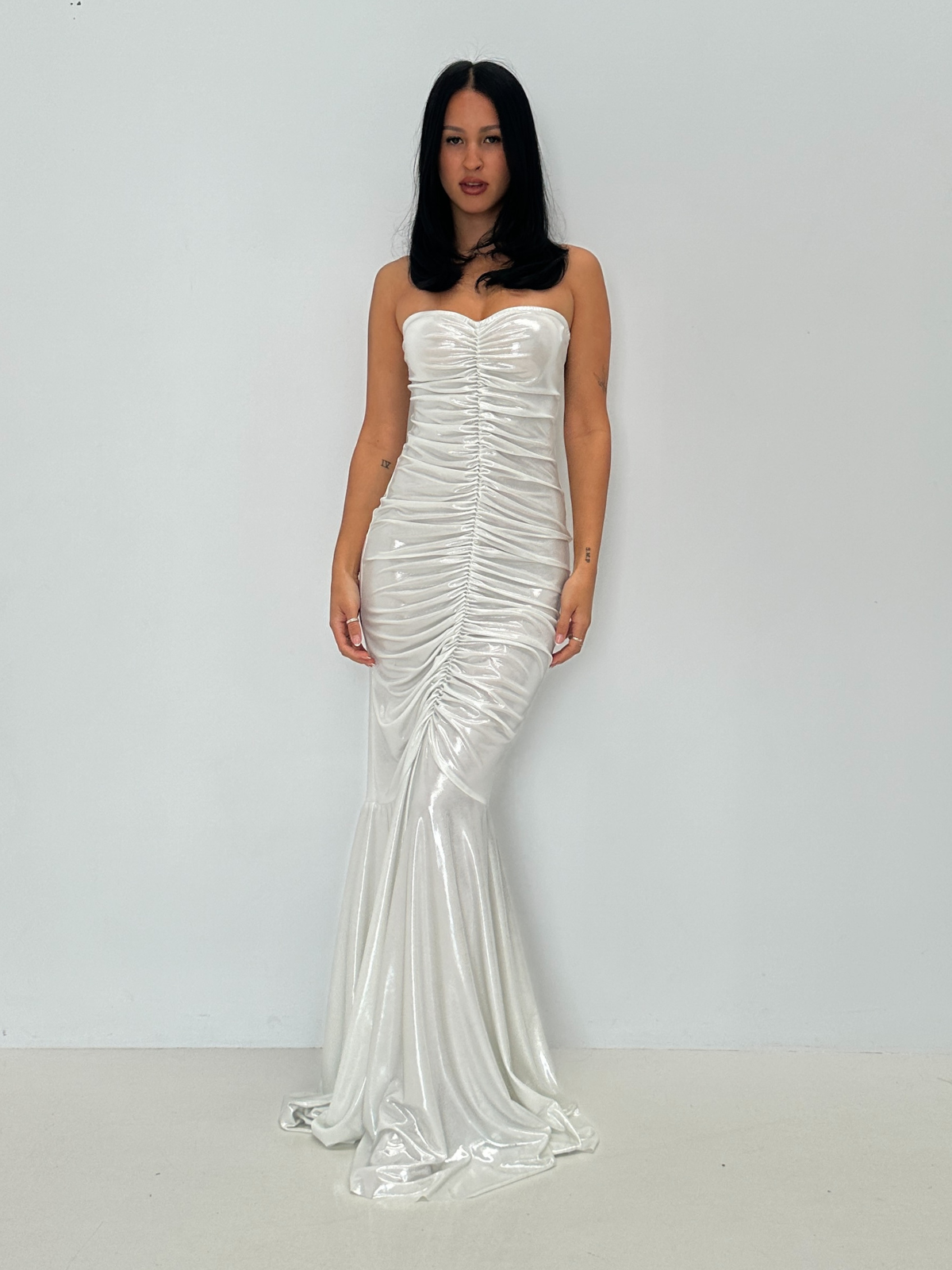 Norma Kamali | Fishtail Gown - Silver | Loan That Label