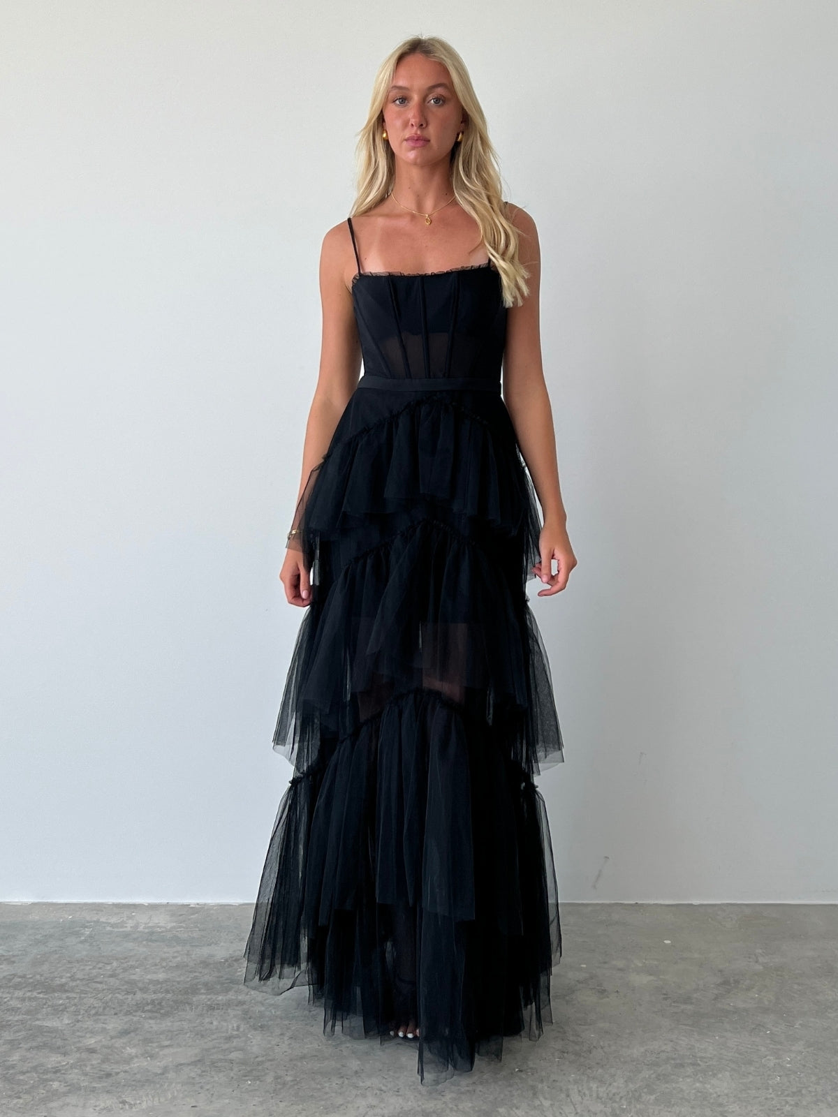 BCBGMAXAZRIA Tulle Gown Black Loan That Label - Main Image