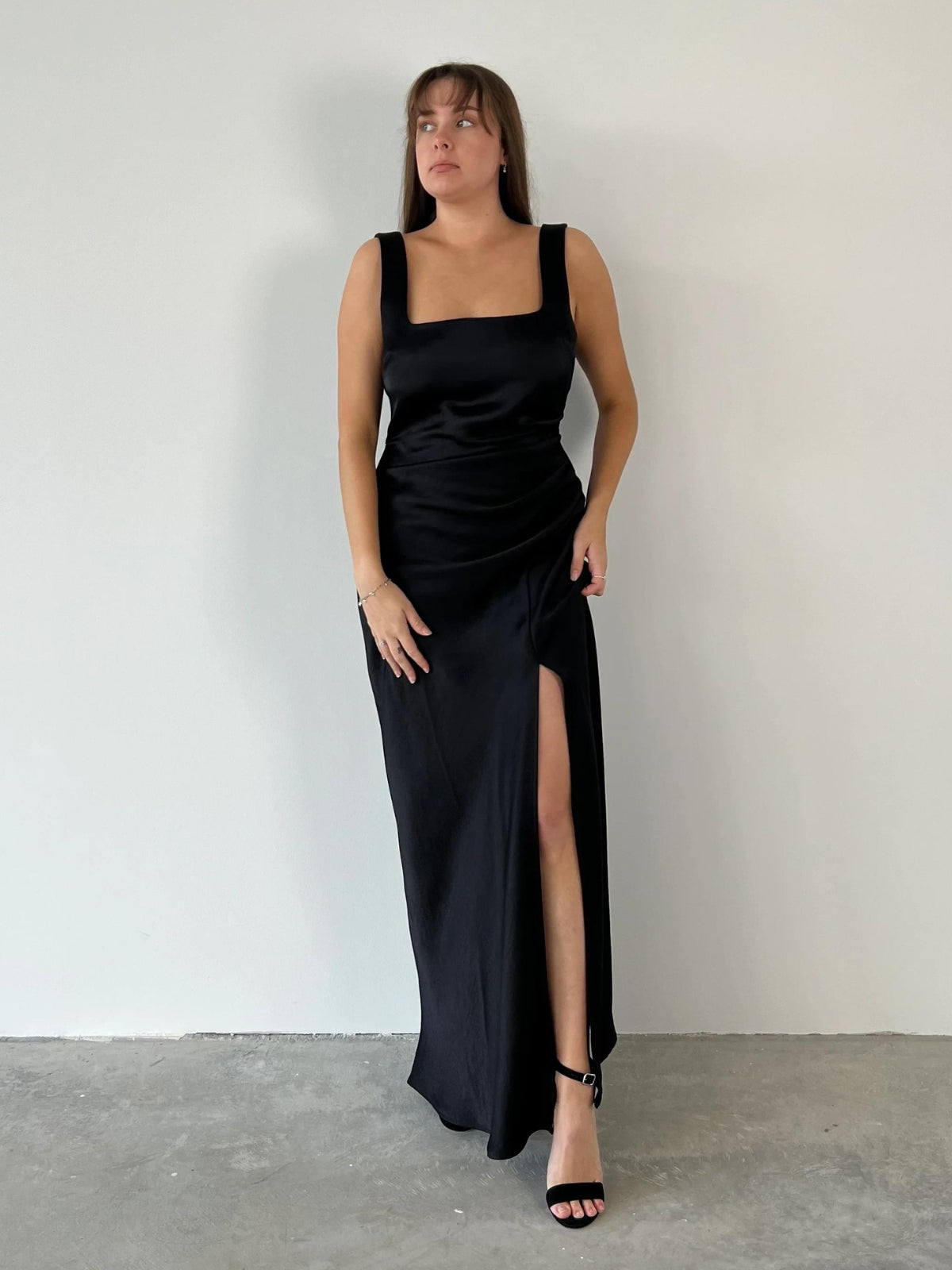 princess polly baby blue dress Bec & Bridge Santal Halterneck Cut-out Satin Maxi Dress In Black main image 1