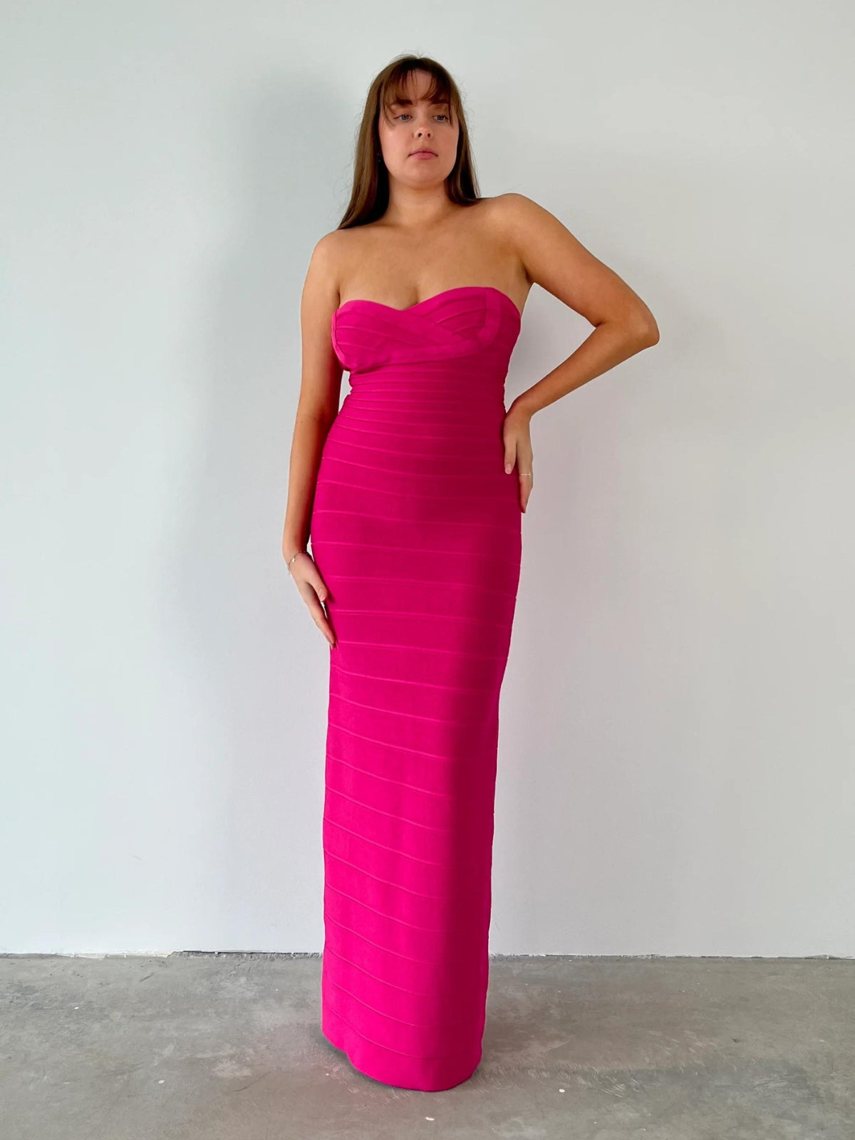 Strapless Bandage Gown - Hot Pink