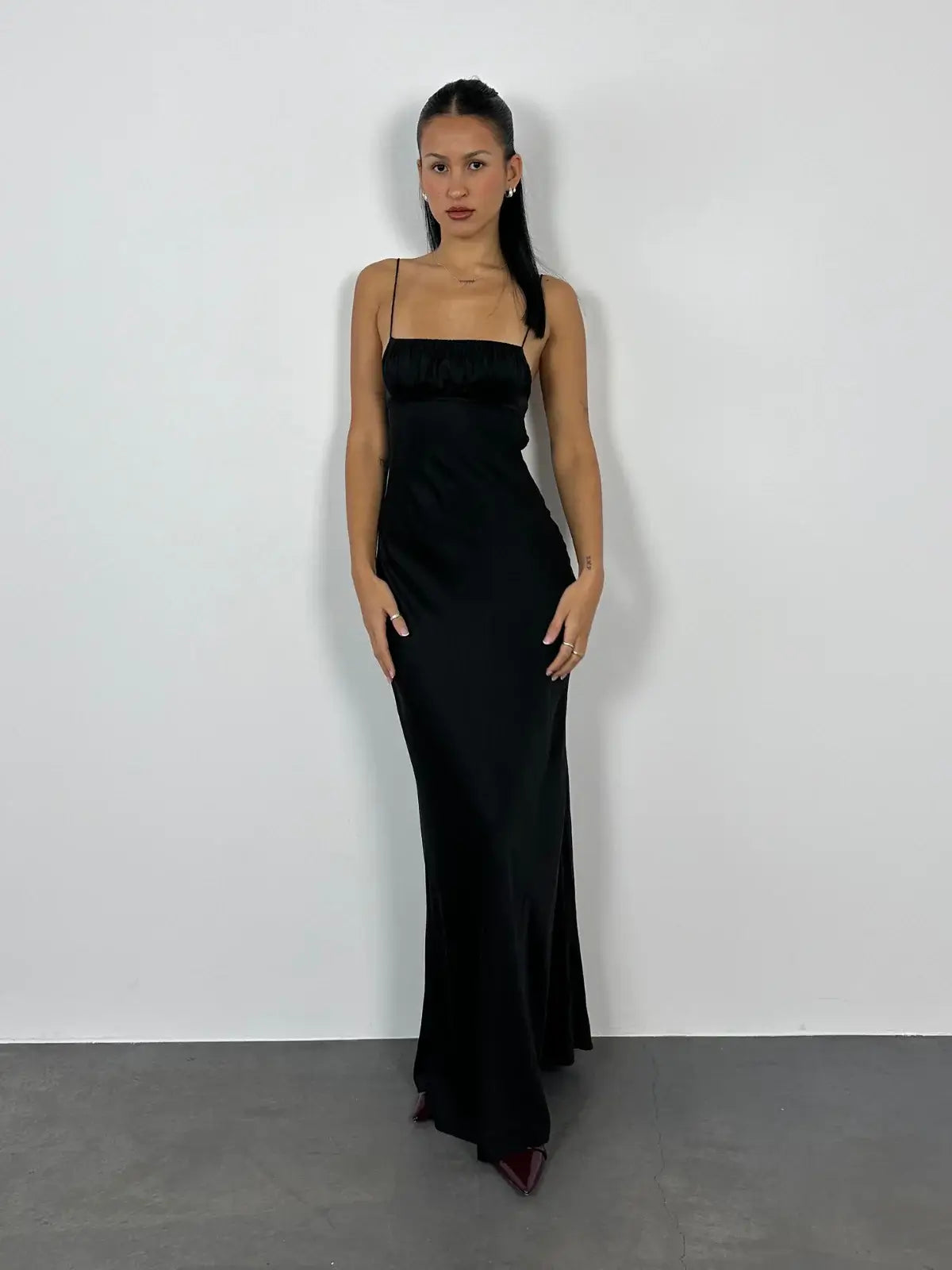 blue dress for baby girl Reina Strapless Maxi Dress in Black main image 0