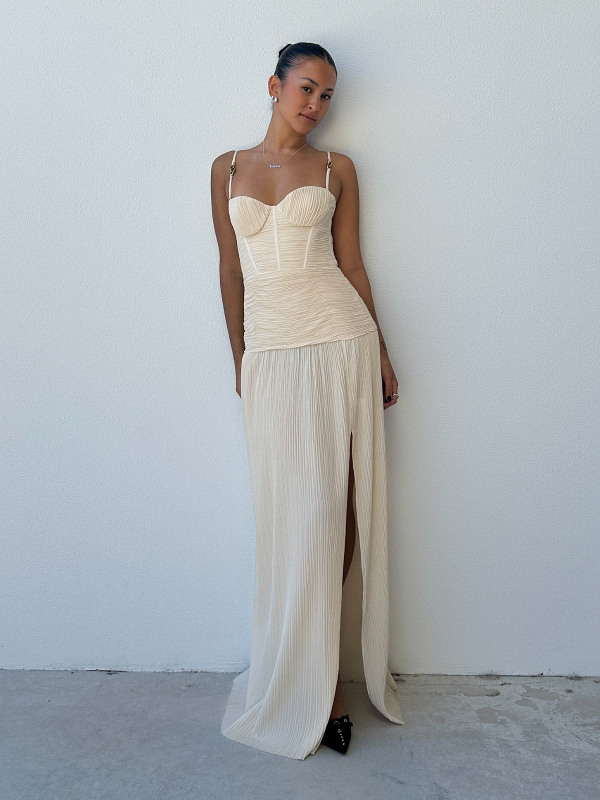 Manning Cartell | Pleat Gown - Cream | Loan That Label