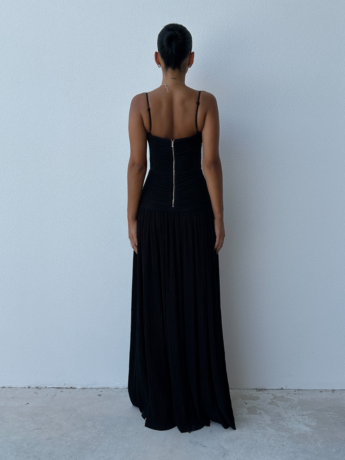 Pleat Gown - Black