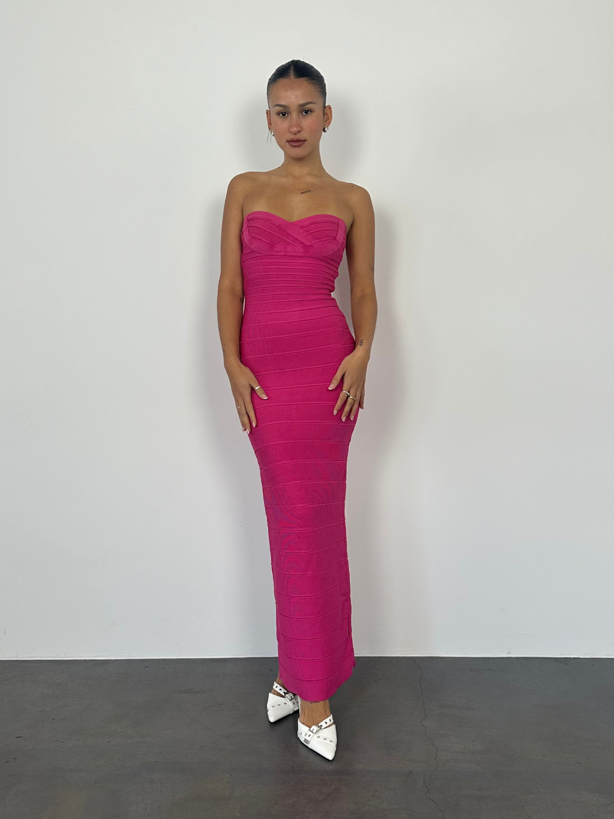 Strapless Bandage Gown - Hot Pink