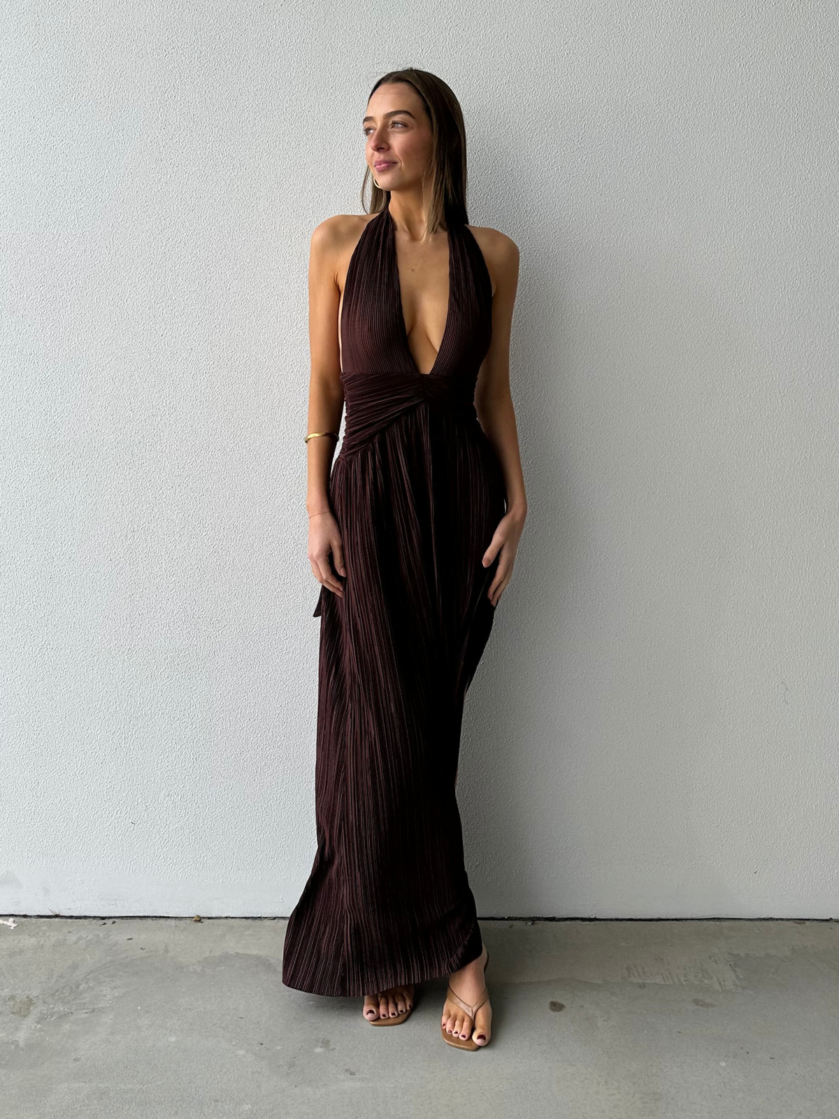 Desiree Halter Gown - Brown
