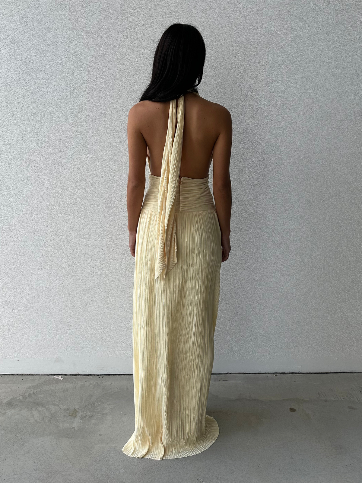 Desiree Halter Gown - Lemon