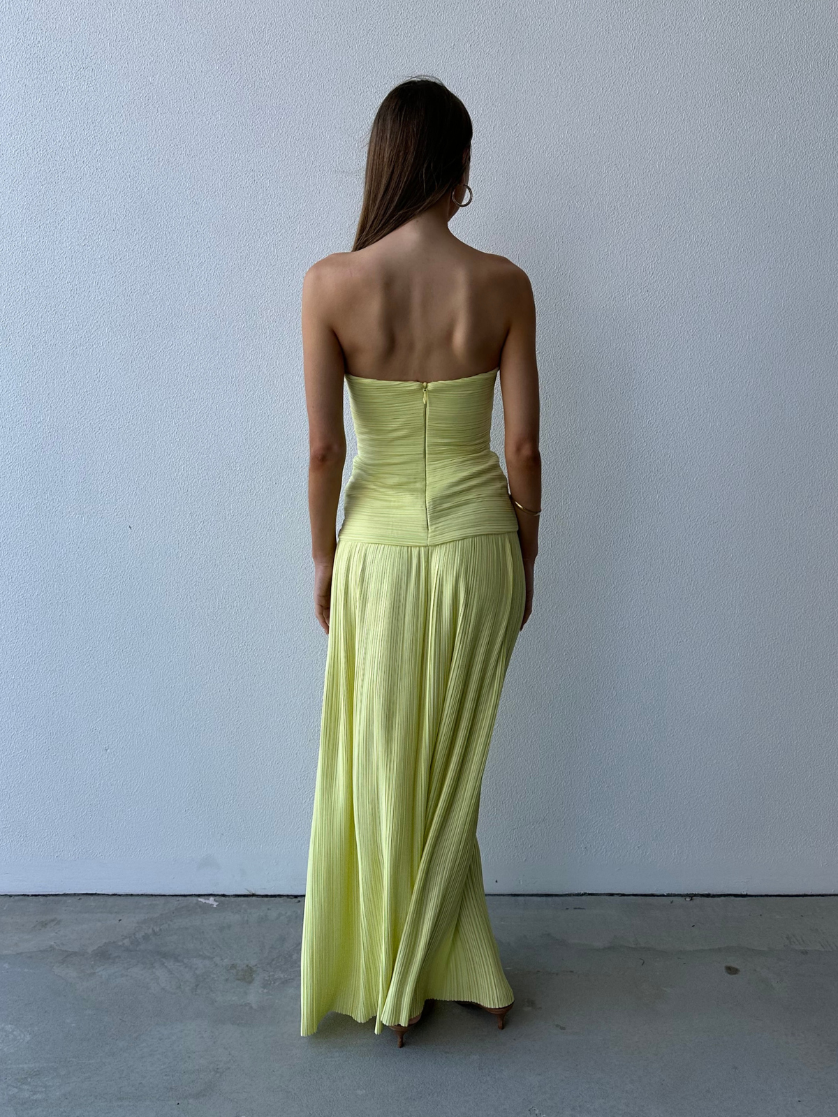 Strapless Pleat Gown - Lemon