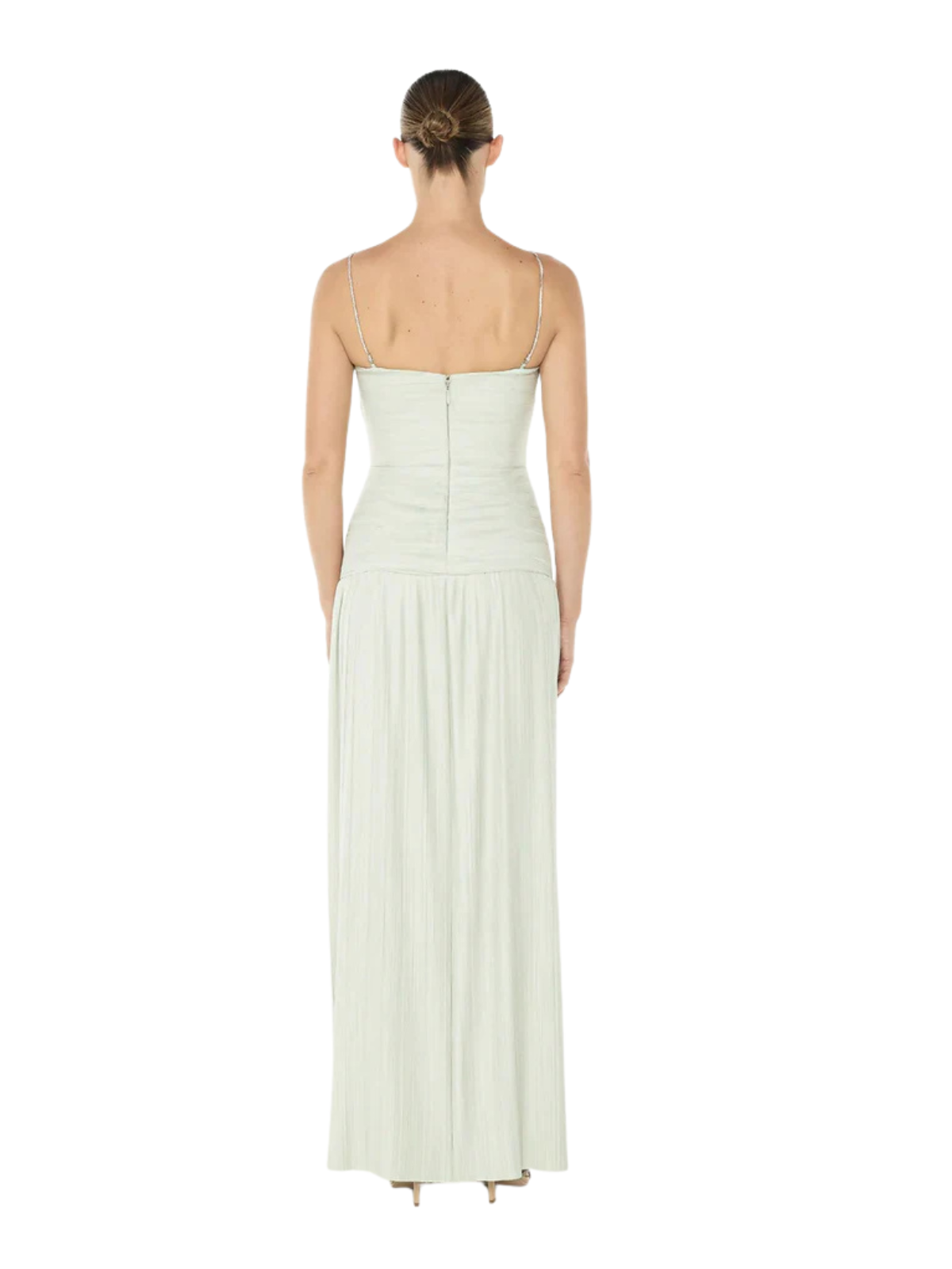 Strapless Pleat Gown - Sage