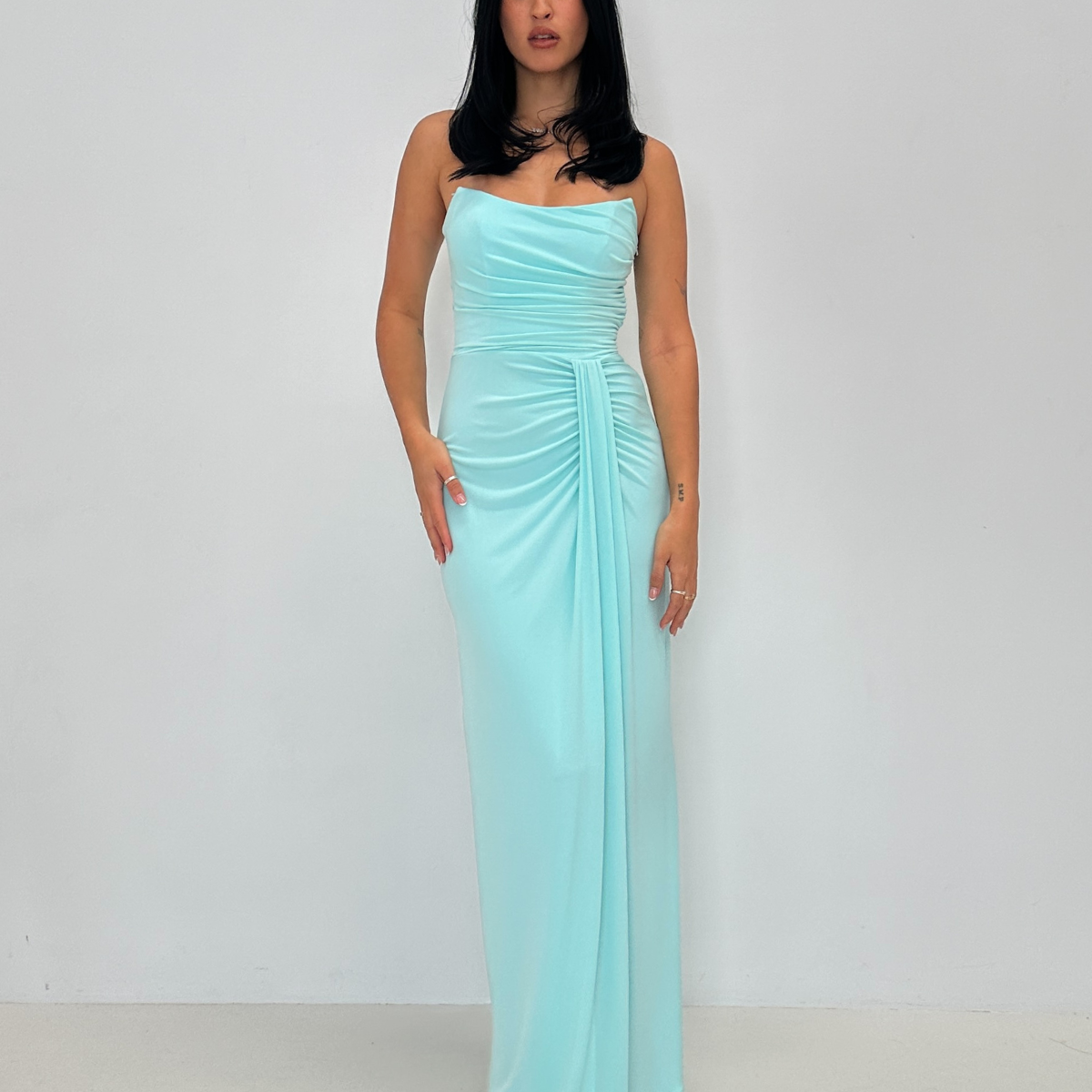 katie may ashanti strapless sweetheart column ruched gathered maxi dress Katie May Strapless Column Maxi Dress In Lilac - 30% Off