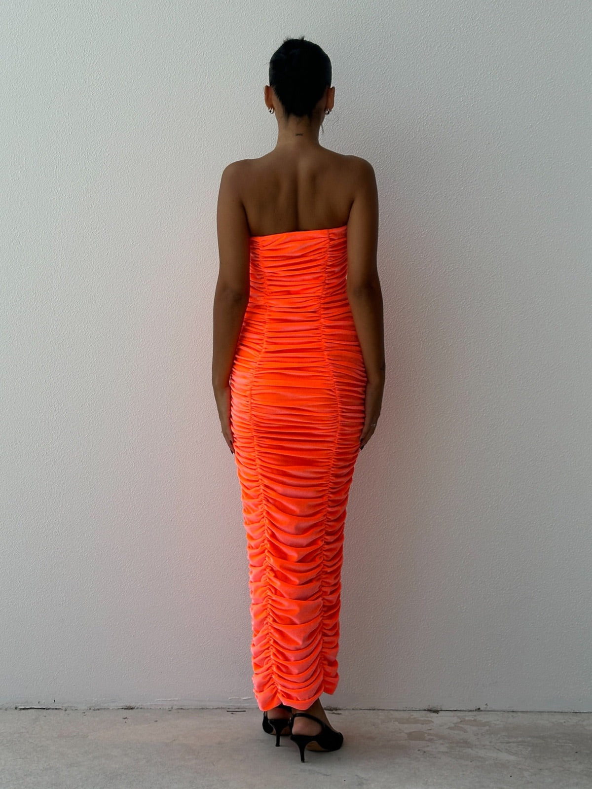 Christopher John Rogers | Wiggle Ruched Dress - Orange | Loan That Label