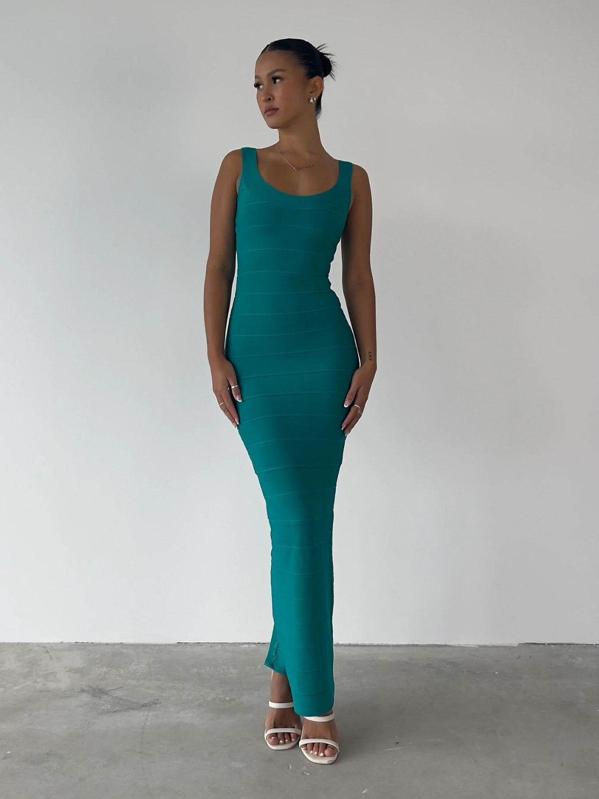 Round Neck Gown - Turquoise