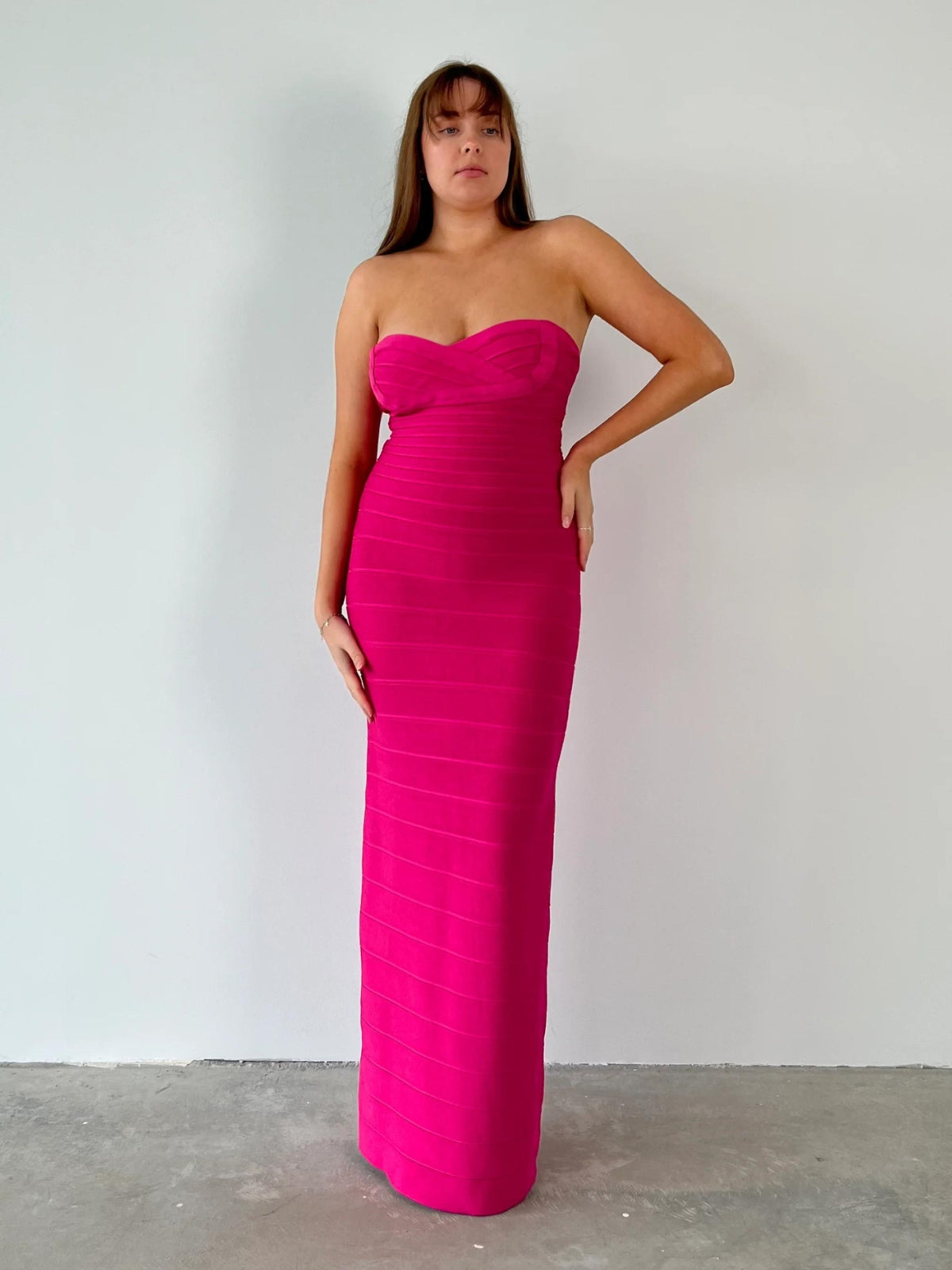 Strapless Bandage Gown Hot Pink