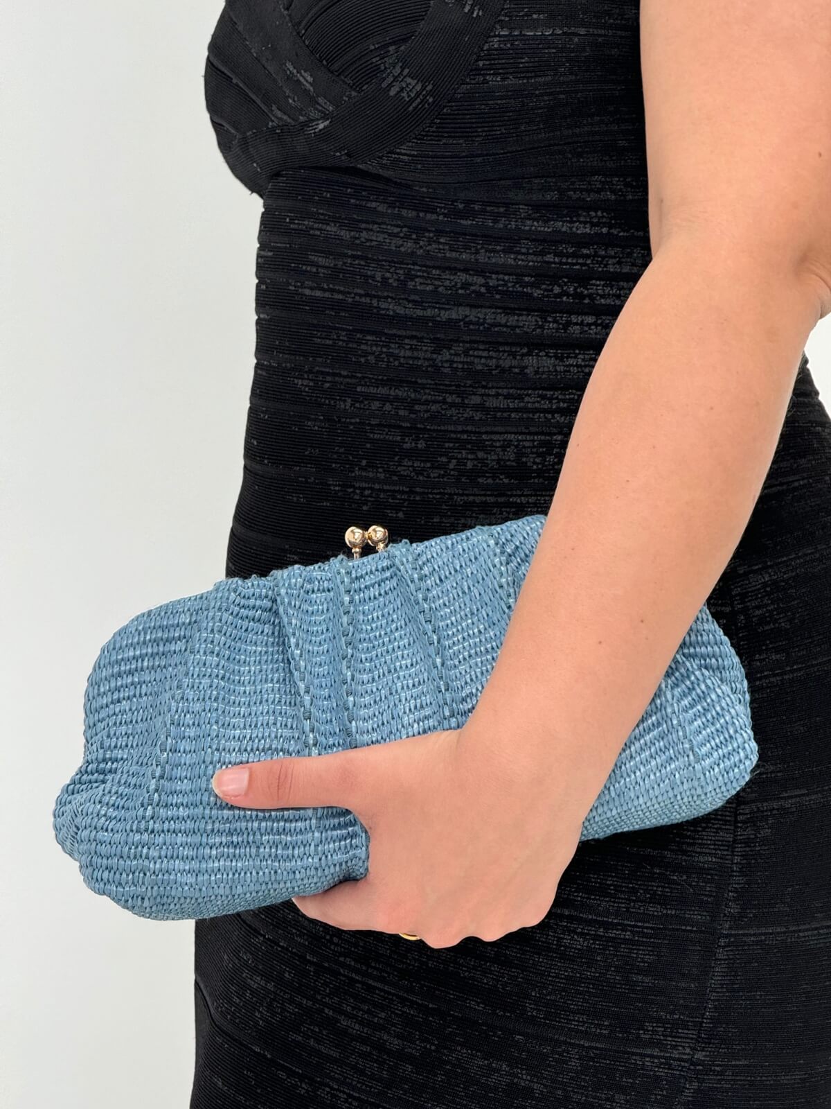 Queenie Woven Clutch - Blue