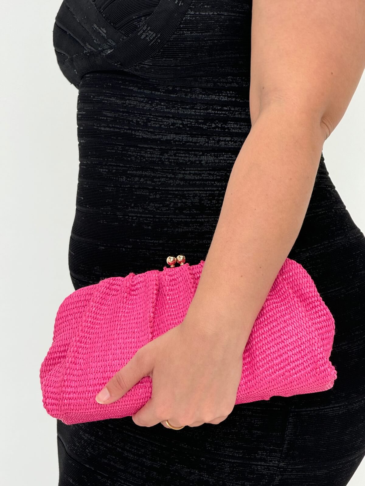 Queenie Woven Clutch - Pink