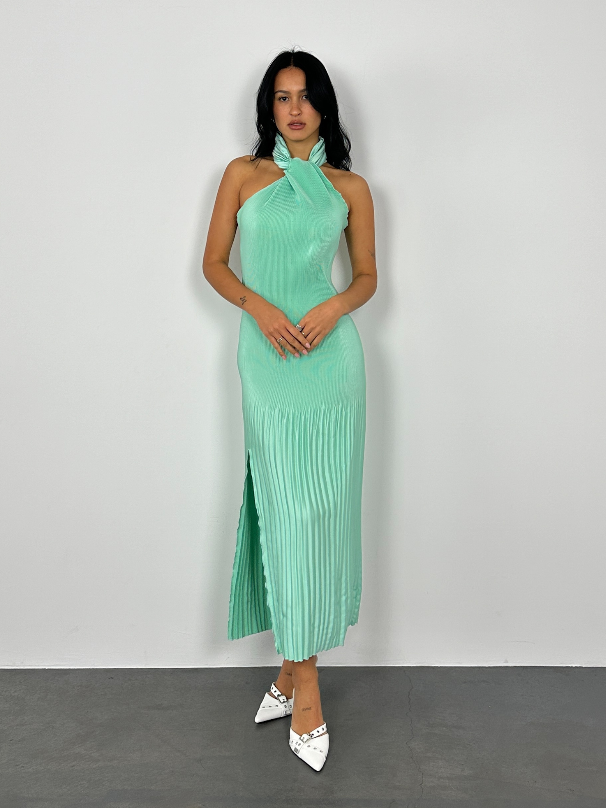 L'idee | Soiree Halter Gown - Mint | Loan That Label