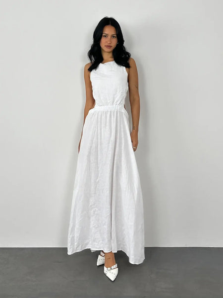 chinese dress ladies Angelie Strapless Satin White Maxi – Alamour The Label main image 0