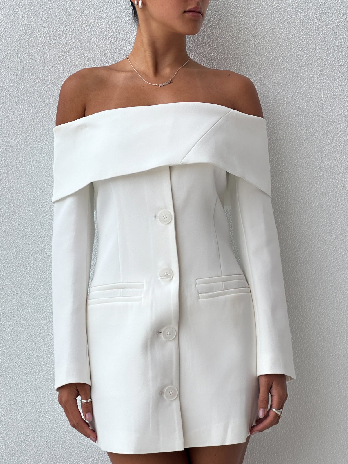 Bianca and Bridgett | Chloe Blazer Dress - White | Loan That Label
