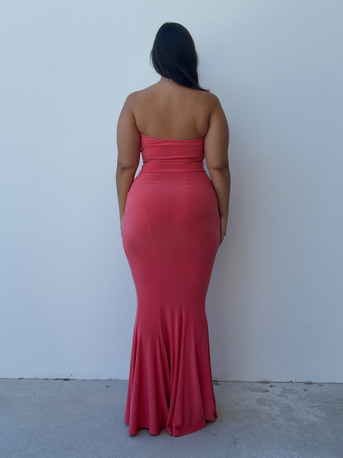 Norma Kamali | Fishtail Gown - Coral | Loan That Label