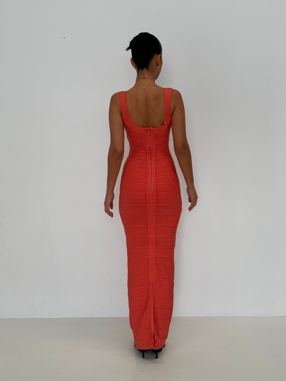 Round Neck Gown - Coral