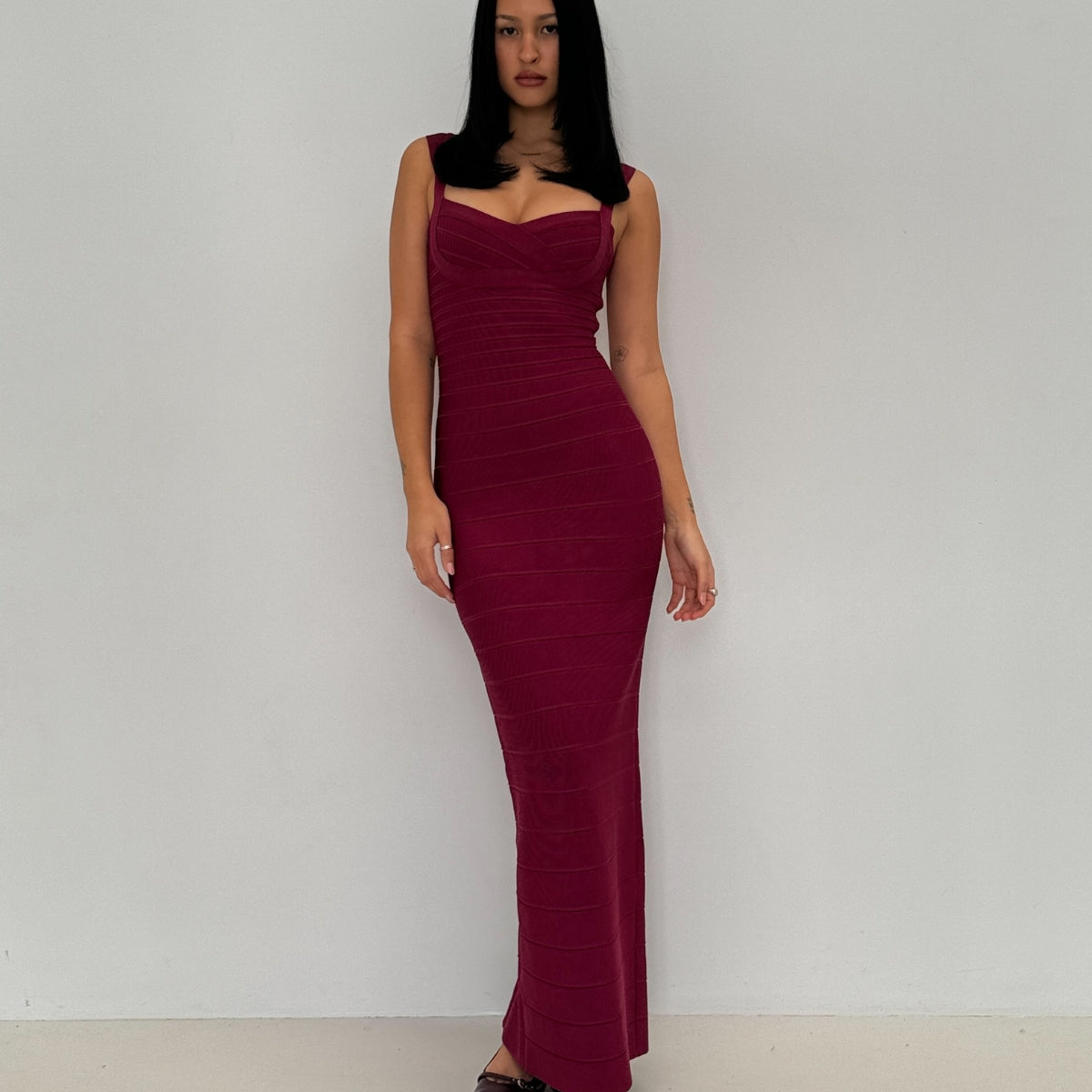HERVE LEGER | Sweetheart Gown - Plum